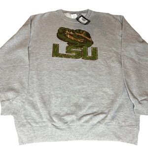 Vintage NWT NOS Majestic LSU Tigers Camo Crewneck Sweatshirt